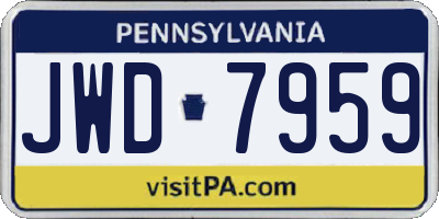 PA license plate JWD7959