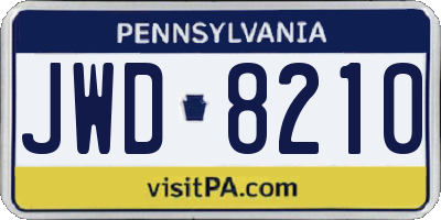 PA license plate JWD8210