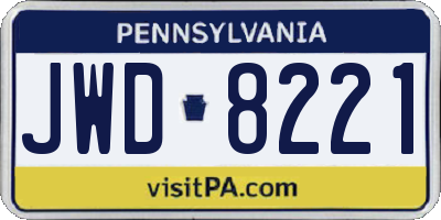 PA license plate JWD8221