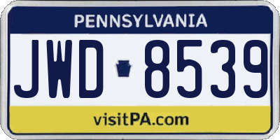 PA license plate JWD8539
