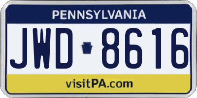 PA license plate JWD8616