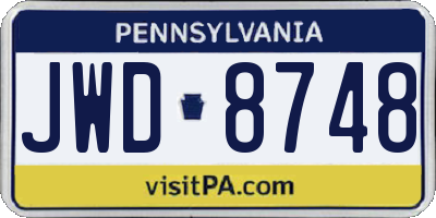 PA license plate JWD8748