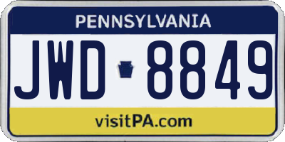 PA license plate JWD8849