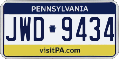 PA license plate JWD9434