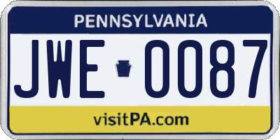 PA license plate JWE0087
