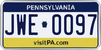 PA license plate JWE0097