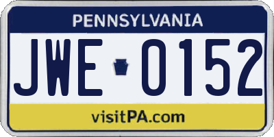 PA license plate JWE0152