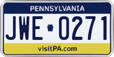 PA license plate JWE0271