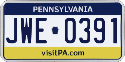 PA license plate JWE0391