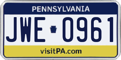 PA license plate JWE0961