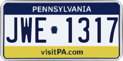 PA license plate JWE1317