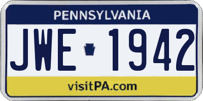 PA license plate JWE1942