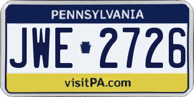 PA license plate JWE2726