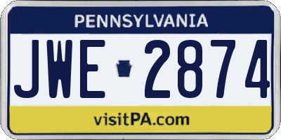 PA license plate JWE2874