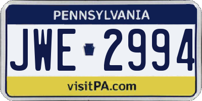 PA license plate JWE2994