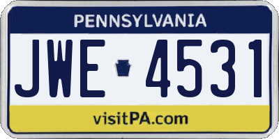 PA license plate JWE4531