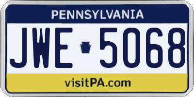 PA license plate JWE5068