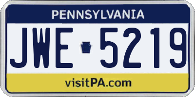 PA license plate JWE5219