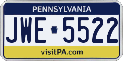 PA license plate JWE5522