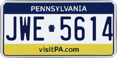 PA license plate JWE5614