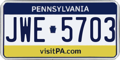 PA license plate JWE5703