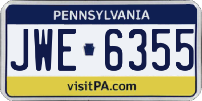 PA license plate JWE6355