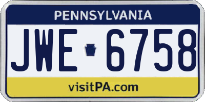 PA license plate JWE6758