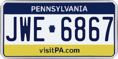 PA license plate JWE6867