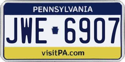 PA license plate JWE6907