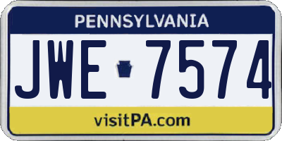 PA license plate JWE7574