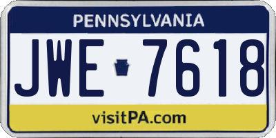 PA license plate JWE7618