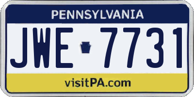 PA license plate JWE7731