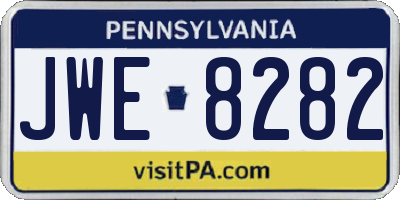 PA license plate JWE8282