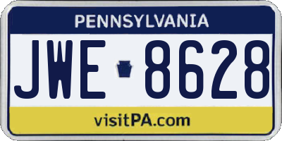 PA license plate JWE8628