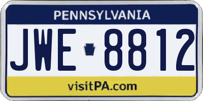 PA license plate JWE8812