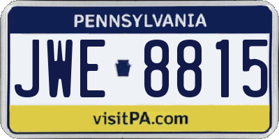 PA license plate JWE8815
