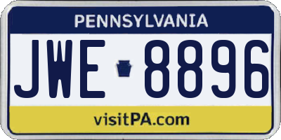 PA license plate JWE8896