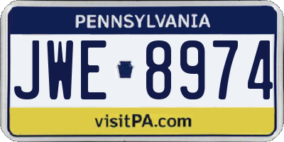 PA license plate JWE8974
