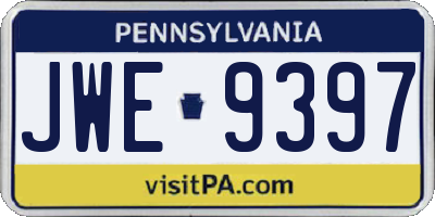 PA license plate JWE9397