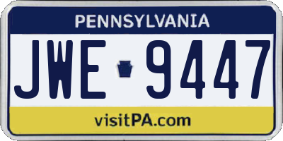 PA license plate JWE9447