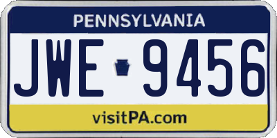 PA license plate JWE9456