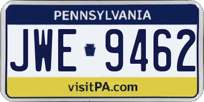 PA license plate JWE9462