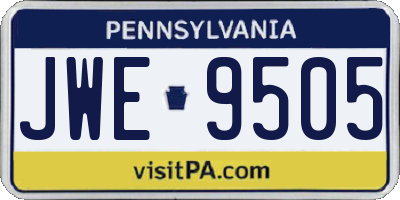 PA license plate JWE9505