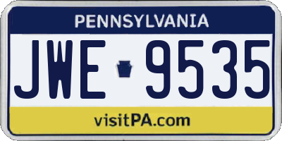 PA license plate JWE9535