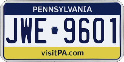 PA license plate JWE9601