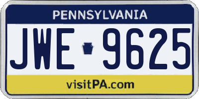 PA license plate JWE9625