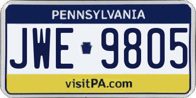 PA license plate JWE9805