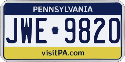 PA license plate JWE9820