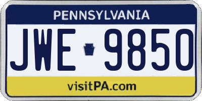 PA license plate JWE9850