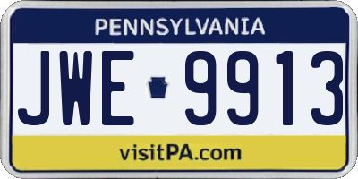PA license plate JWE9913